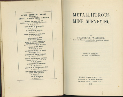 Image for Metalliferous Mine Surveying